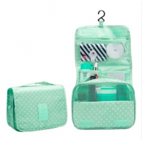 Дорожная косметичка-органайзер, зеленый в горошек